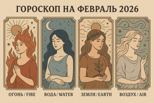Гороскоп на февраль 2026 для четырёх стихий - Огня, Воды, Земли и Воздуха
