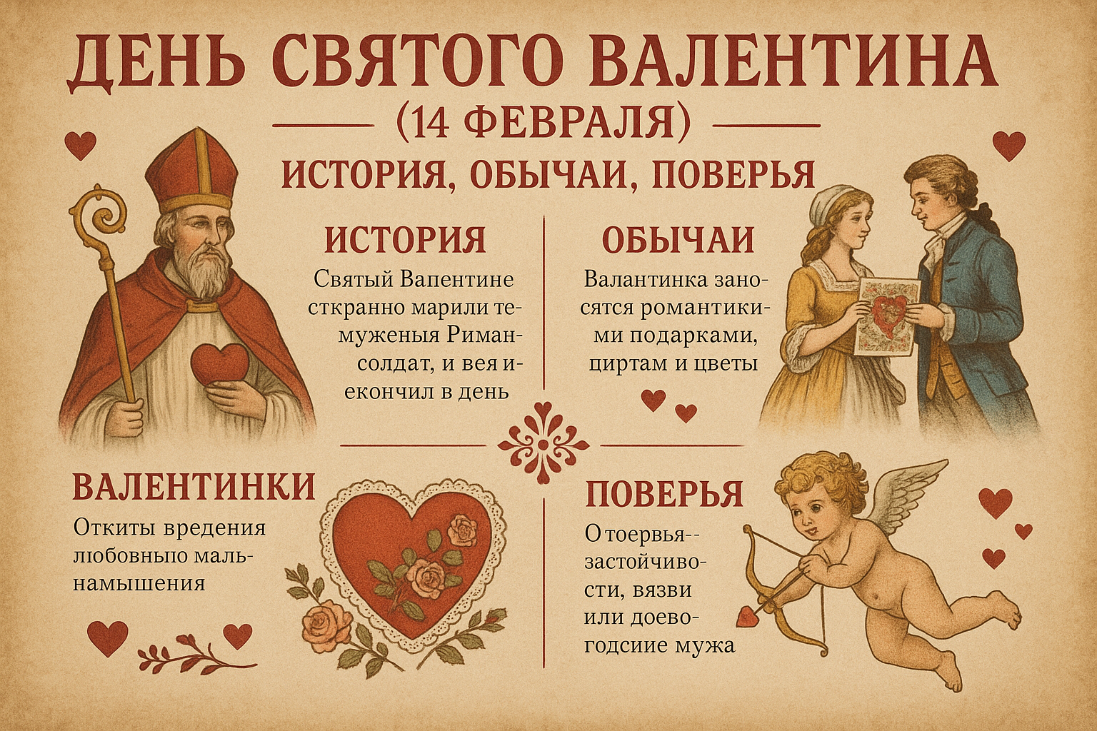 Валентинов день 14 февраля: история, обычаи, поверья о мировом празднике любви